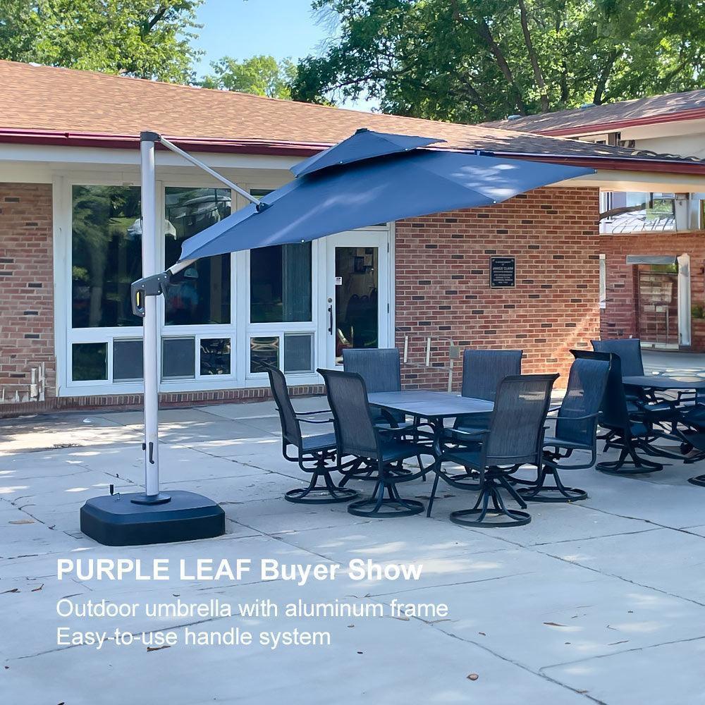 PURPLE LEAF Round Cantilever Patio Umbrella Heavy Duty Umbrella for Porch Garden Pool - Image 109