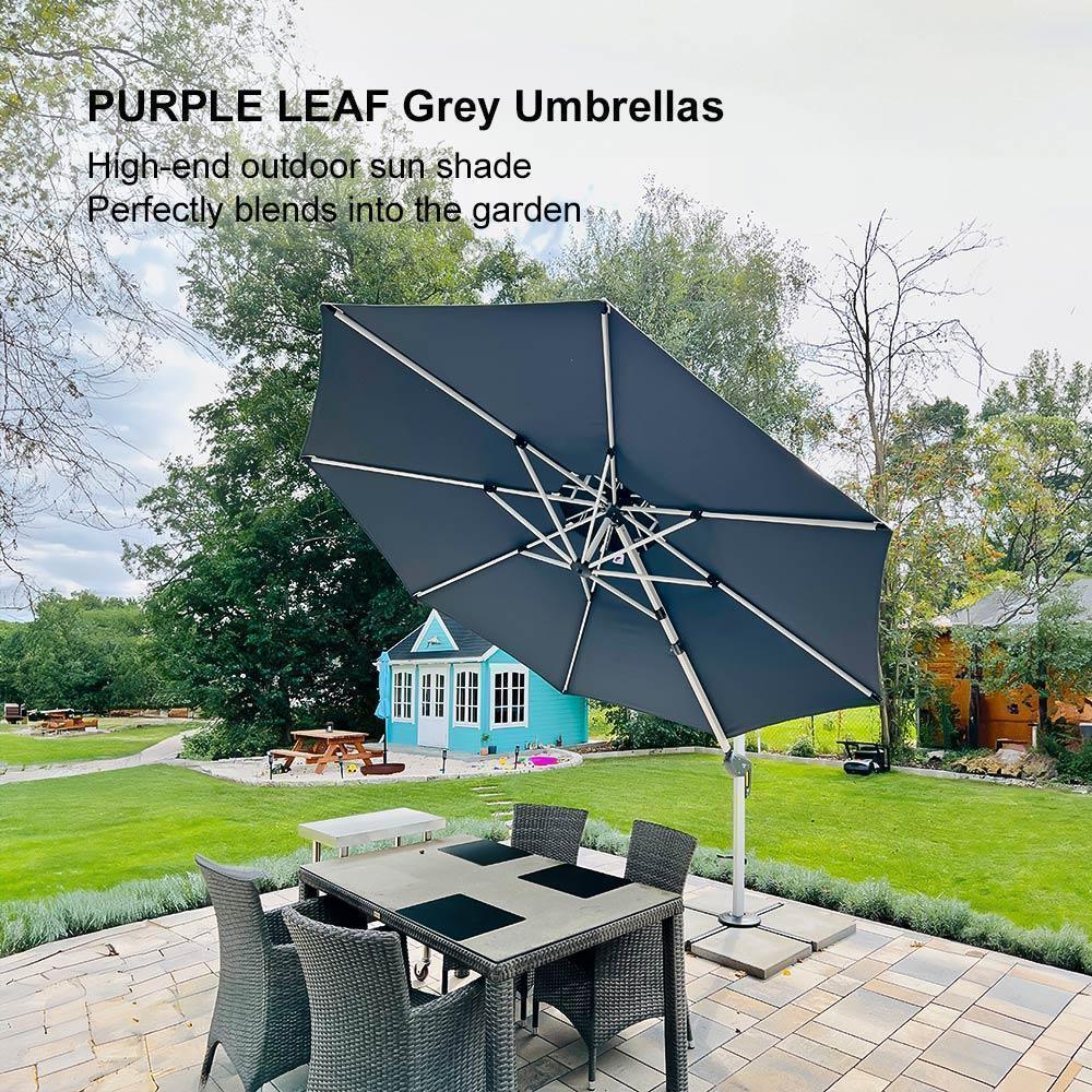 PURPLE LEAF Round Cantilever Patio Umbrella Heavy Duty Umbrella for Porch Garden Pool - Image 110