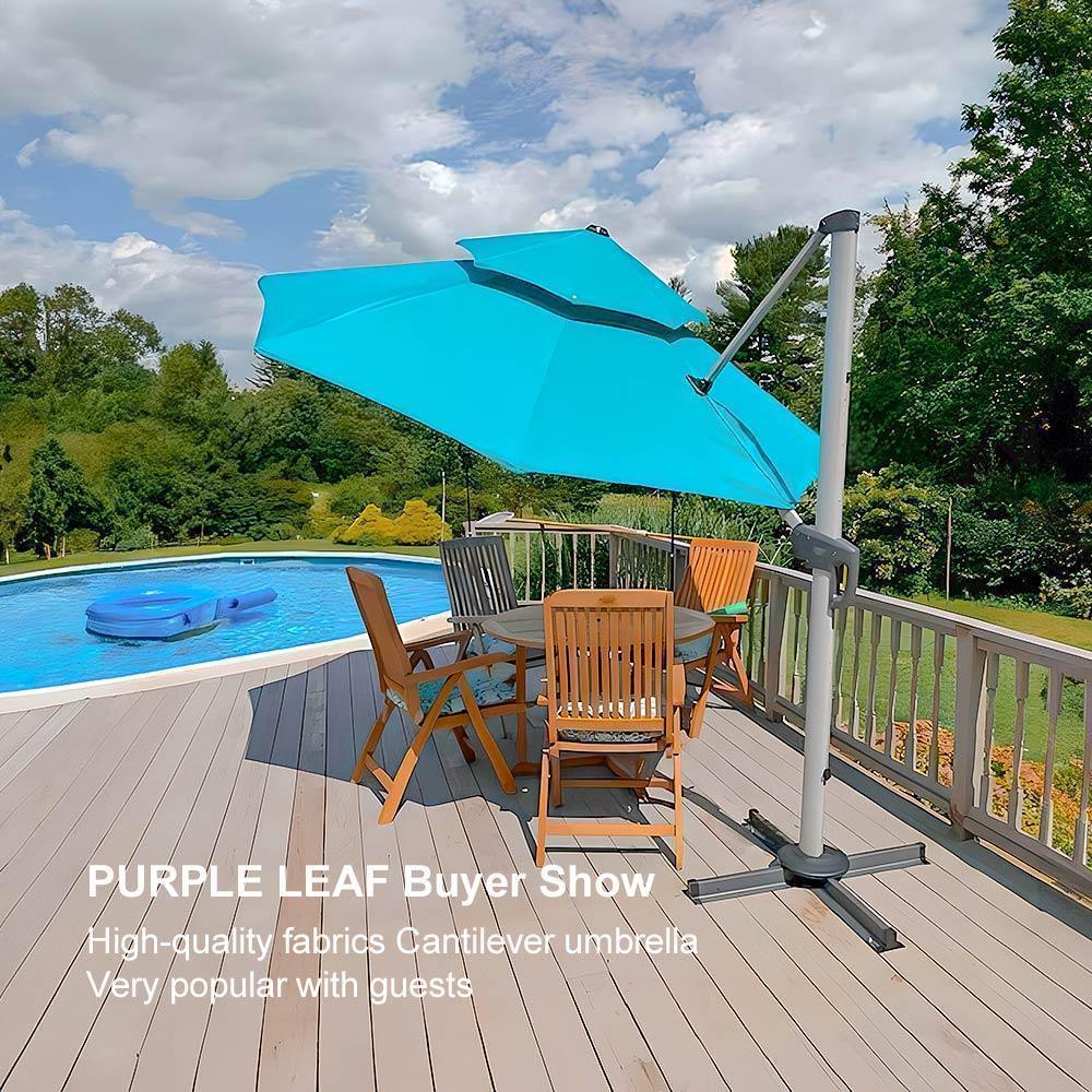 PURPLE LEAF Round Cantilever Patio Umbrella Heavy Duty Umbrella for Porch Garden Pool - Image 111