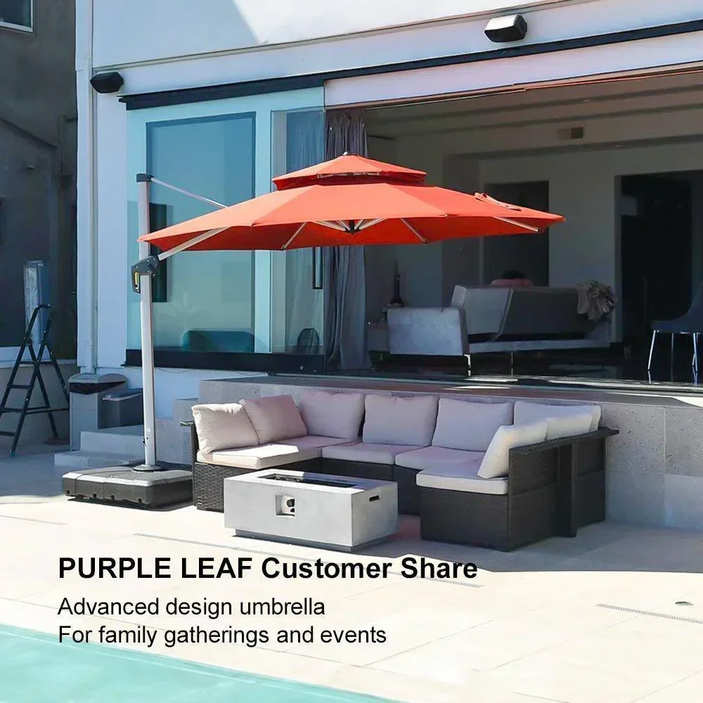 PURPLE LEAF Round Cantilever Patio Umbrella Heavy Duty Umbrella for Porch Garden Pool - Image 112