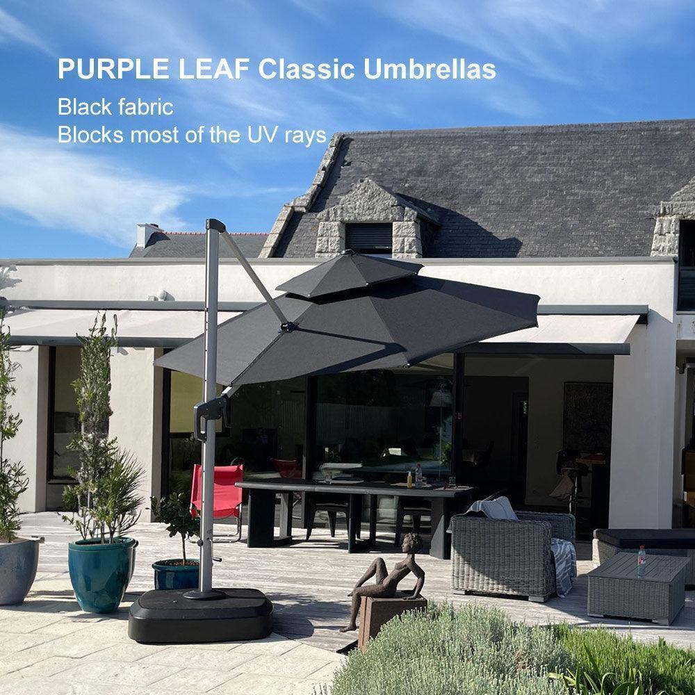 PURPLE LEAF Round Cantilever Patio Umbrella Heavy Duty Umbrella for Porch Garden Pool - Image 115