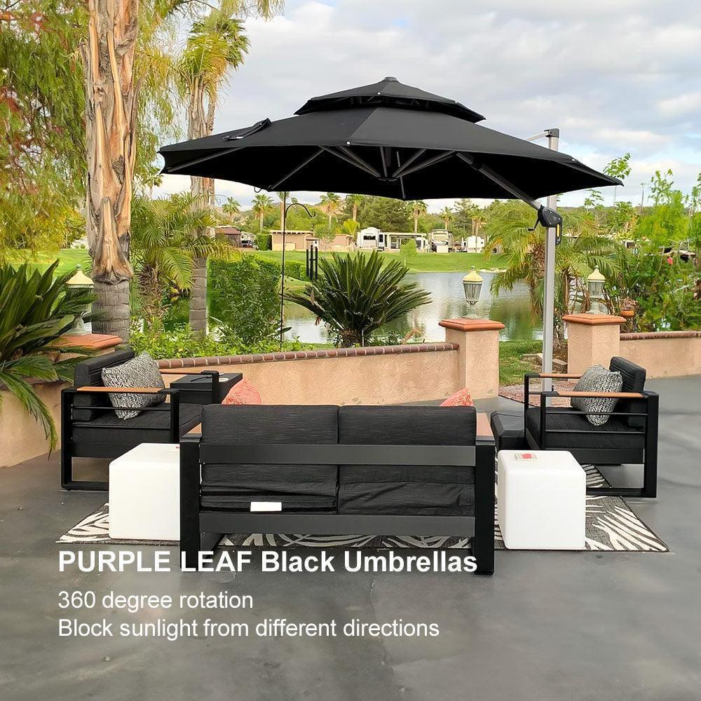 PURPLE LEAF Round Cantilever Patio Umbrella Heavy Duty Umbrella for Porch Garden Pool - Image 116