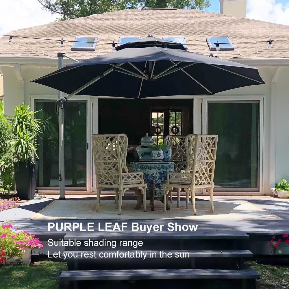 PURPLE LEAF Round Cantilever Patio Umbrella Heavy Duty Umbrella for Porch Garden Pool - Image 117