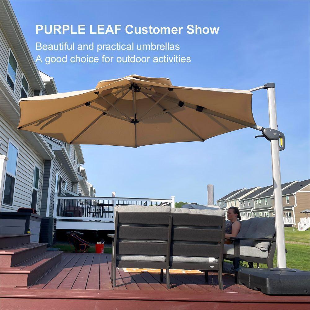 PURPLE LEAF Round Cantilever Patio Umbrella Heavy Duty Umbrella for Porch Garden Pool - Image 118