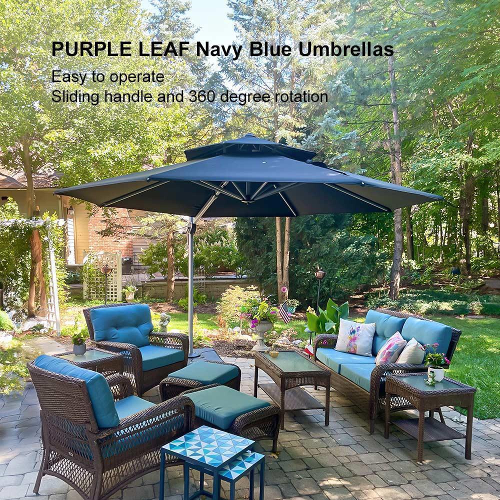 PURPLE LEAF Round Cantilever Patio Umbrella Heavy Duty Umbrella for Porch Garden Pool - Image 120