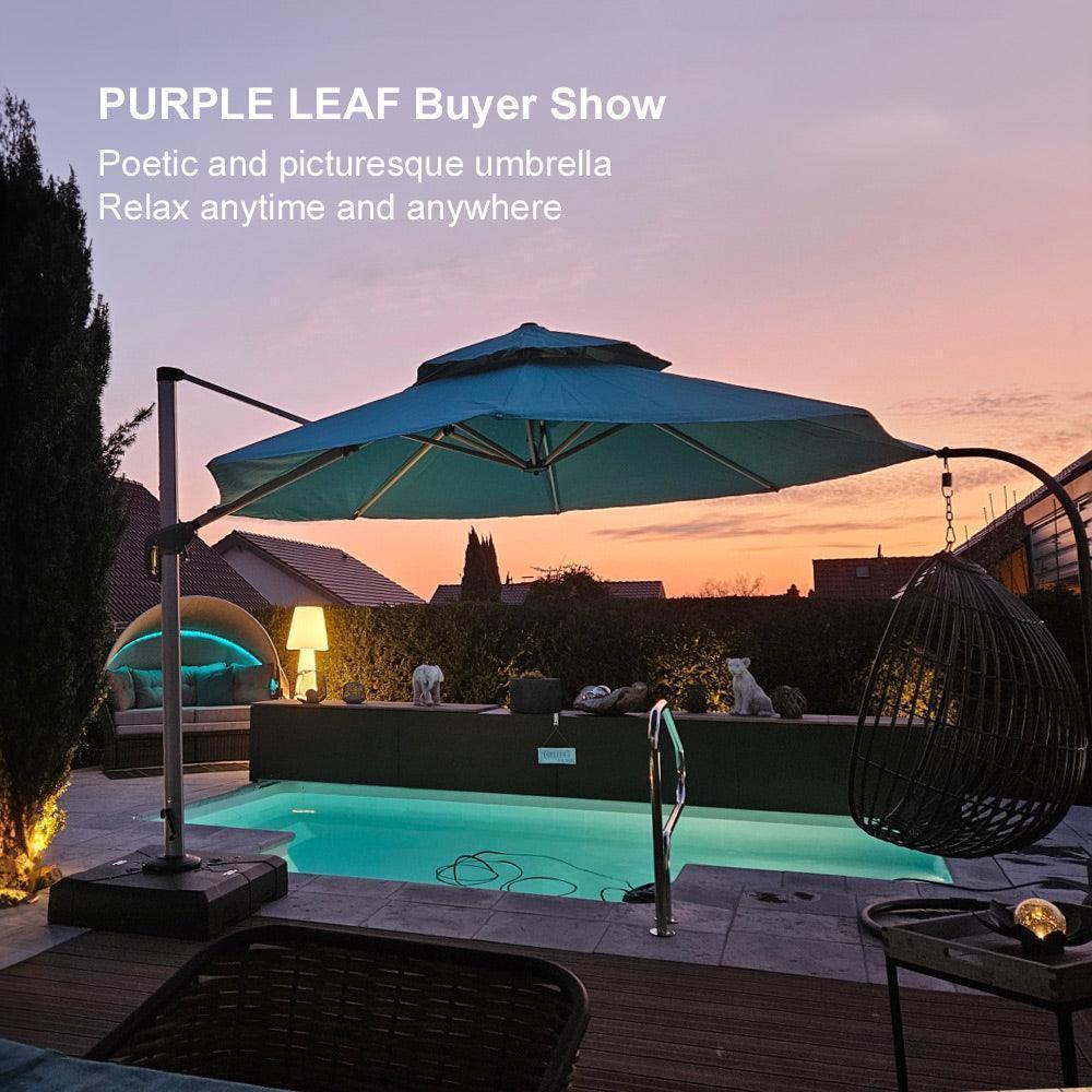 PURPLE LEAF Round Cantilever Patio Umbrella Heavy Duty Umbrella for Porch Garden Pool - Image 121