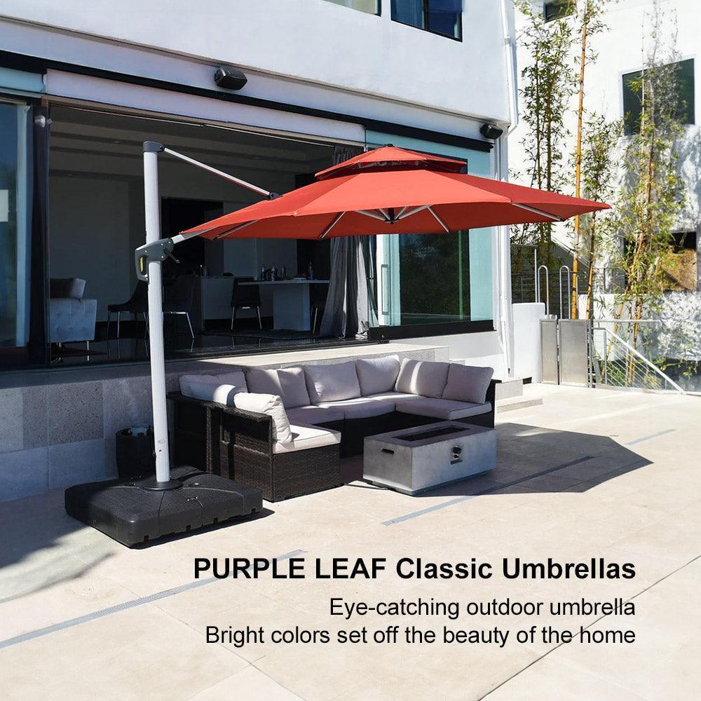 PURPLE LEAF Round Cantilever Patio Umbrella Heavy Duty Umbrella for Porch Garden Pool - Image 122