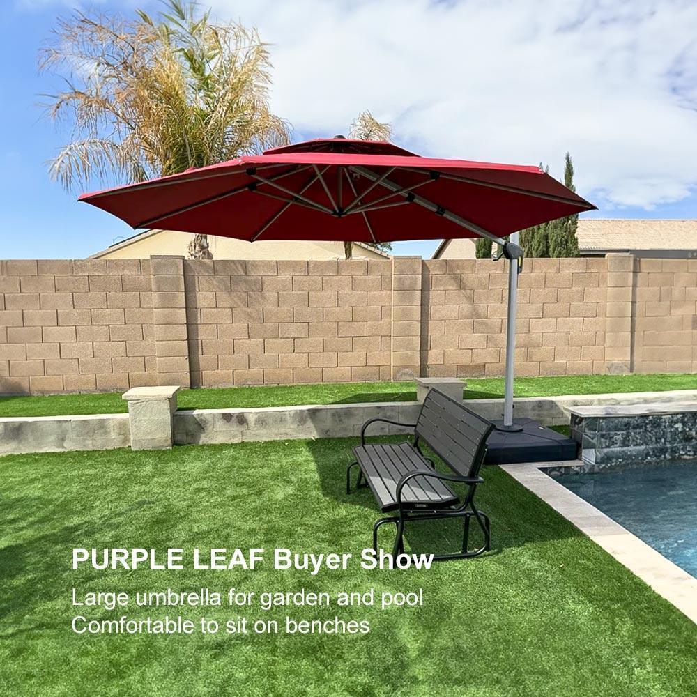 PURPLE LEAF Round Cantilever Patio Umbrella Heavy Duty Umbrella for Porch Garden Pool - Image 123