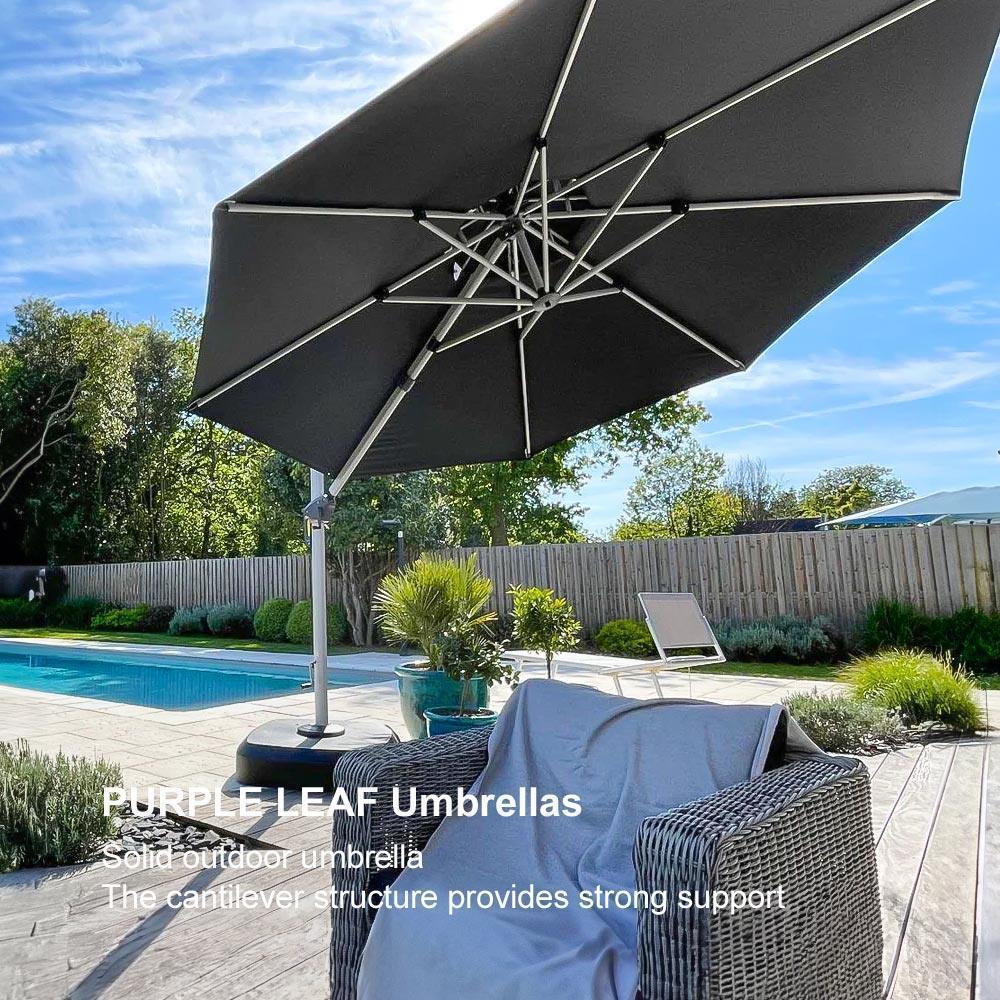 PURPLE LEAF Round Cantilever Patio Umbrella Heavy Duty Umbrella for Porch Garden Pool - Image 124