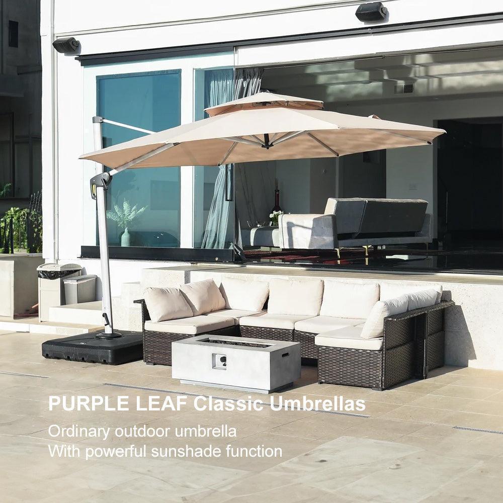 PURPLE LEAF Round Cantilever Patio Umbrella Heavy Duty Umbrella for Porch Garden Pool - Image 125