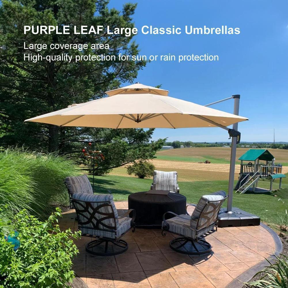 PURPLE LEAF Round Cantilever Patio Umbrella Heavy Duty Umbrella for Porch Garden Pool - Image 129