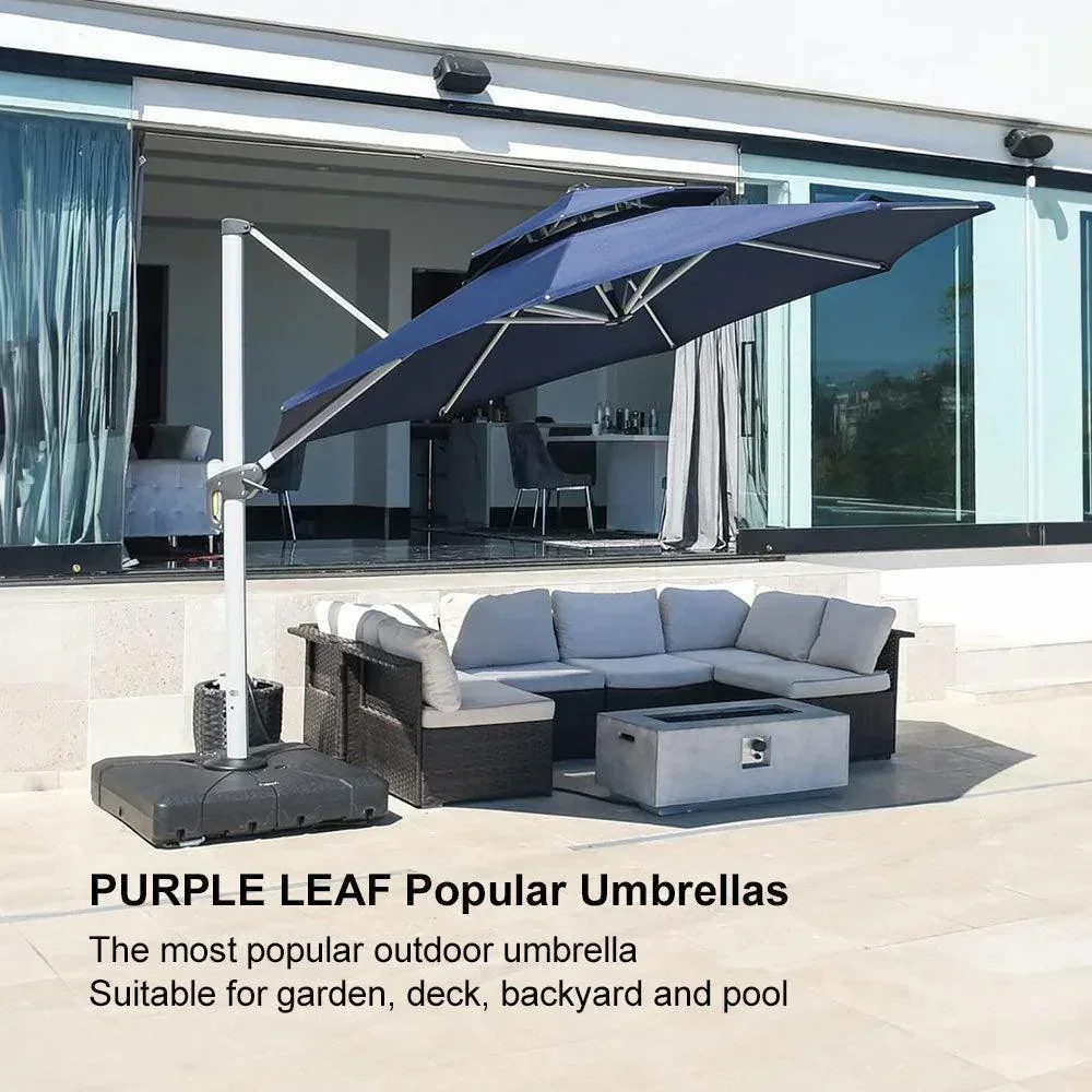 PURPLE LEAF Round Cantilever Patio Umbrella Heavy Duty Umbrella for Porch Garden Pool - Image 130