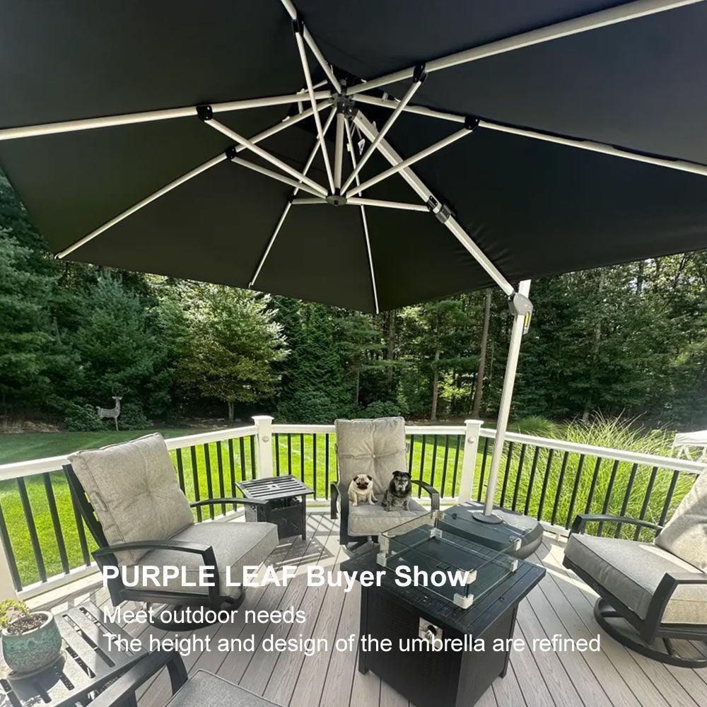 PURPLE LEAF Round Cantilever Patio Umbrella Heavy Duty Umbrella for Porch Garden Pool - Image 132