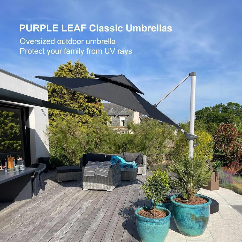PURPLE LEAF Round Cantilever Patio Umbrella Heavy Duty Umbrella for Porch Garden Pool - Image 134