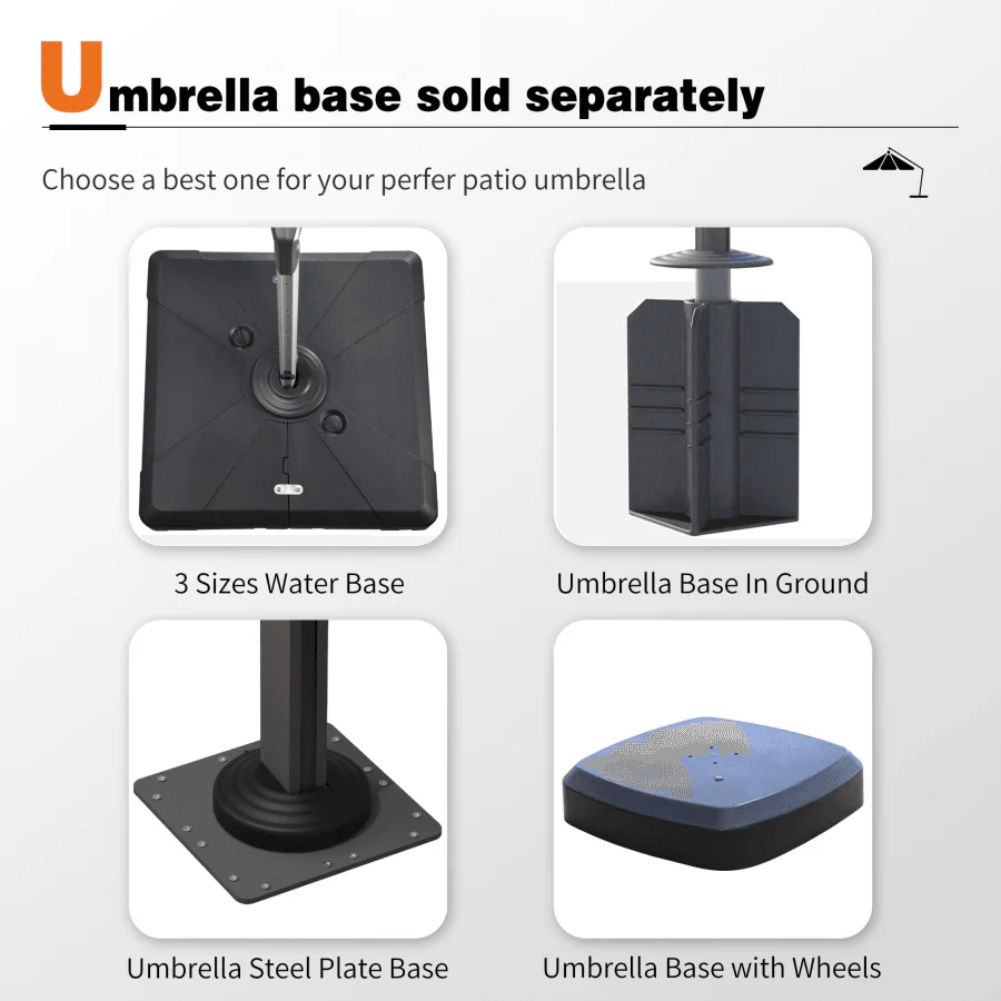 PURPLE LEAF Round Cantilever Patio Umbrella Heavy Duty Umbrella for Porch Garden Pool - Image 19