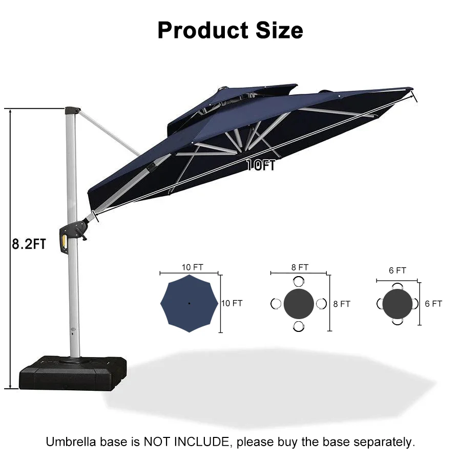 PURPLE LEAF Round Cantilever Patio Umbrella Heavy Duty Umbrella for Porch Garden Pool - Image 142