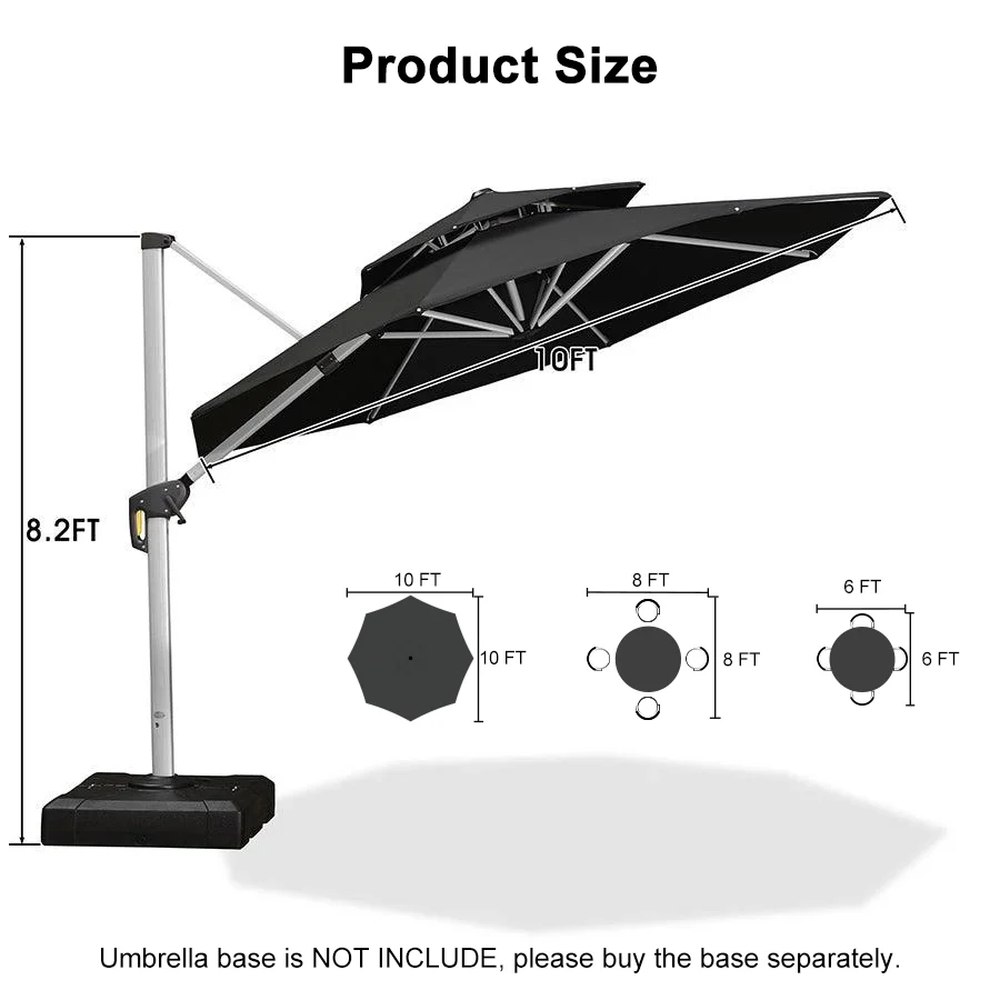 PURPLE LEAF Round Cantilever Patio Umbrella Heavy Duty Umbrella for Porch Garden Pool - Image 143