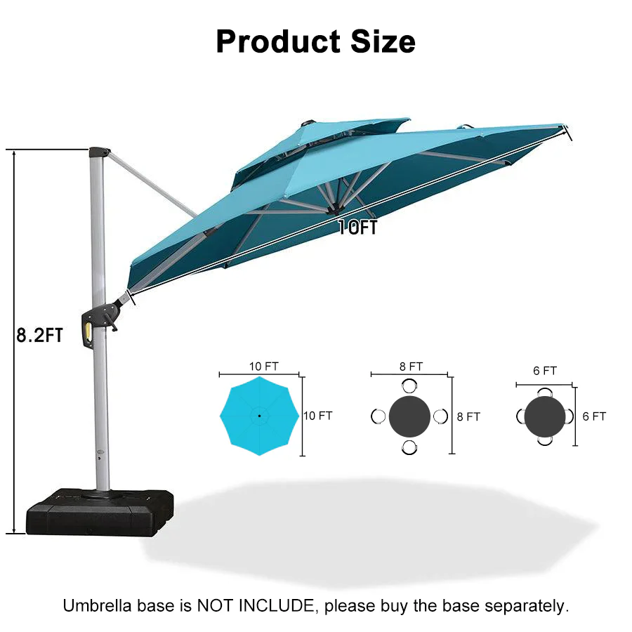 PURPLE LEAF Round Cantilever Patio Umbrella Heavy Duty Umbrella for Porch Garden Pool - Image 144