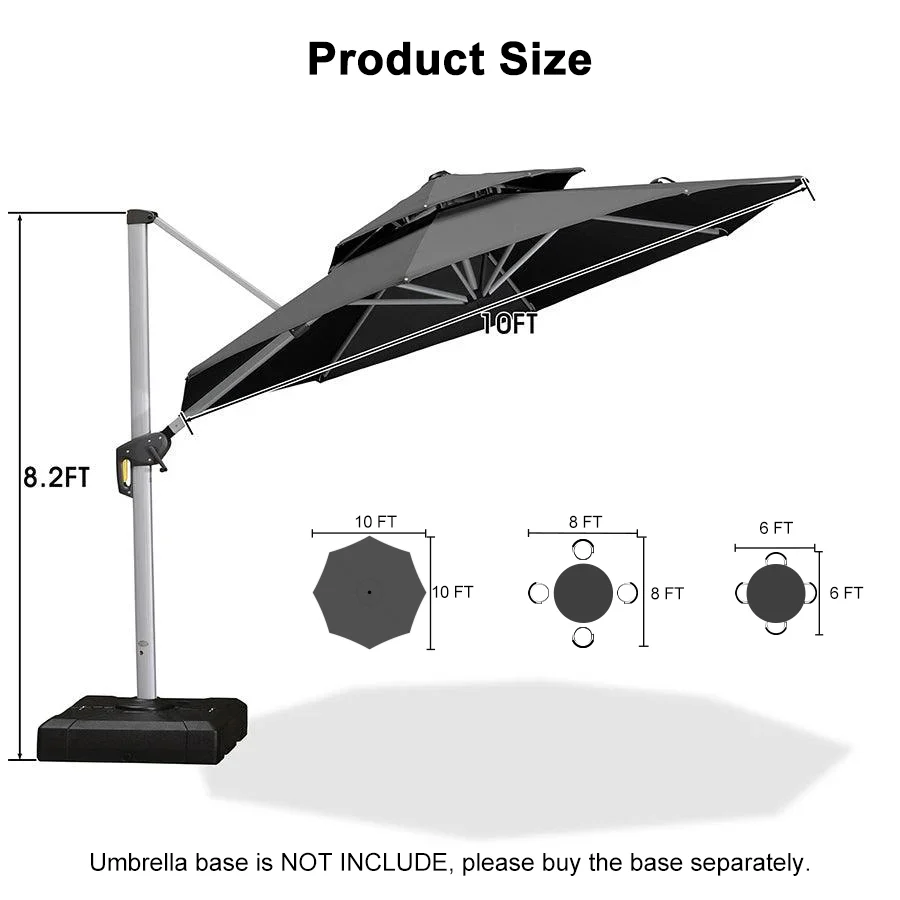 PURPLE LEAF Round Cantilever Patio Umbrella Heavy Duty Umbrella for Porch Garden Pool - Image 145