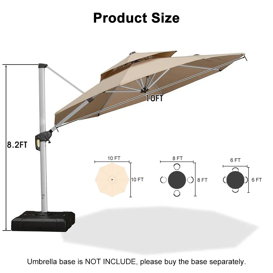 PURPLE LEAF Round Cantilever Patio Umbrella Heavy Duty Umbrella for Porch Garden Pool - Image 146