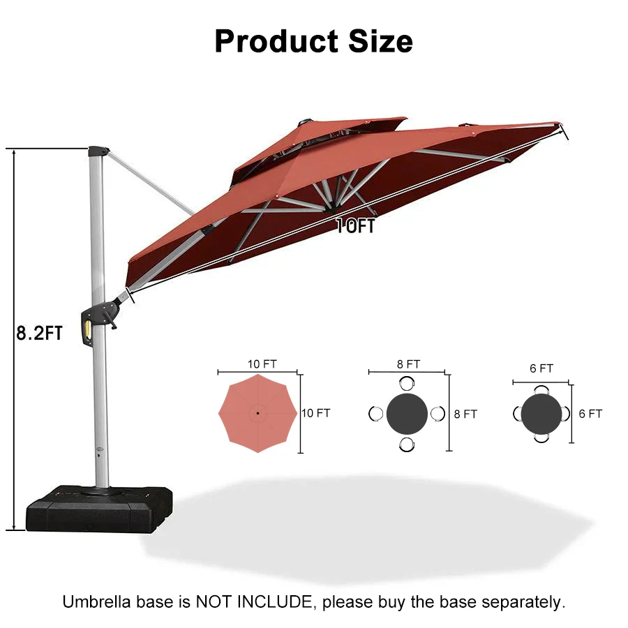 PURPLE LEAF Round Cantilever Patio Umbrella Heavy Duty Umbrella for Porch Garden Pool - Image 147
