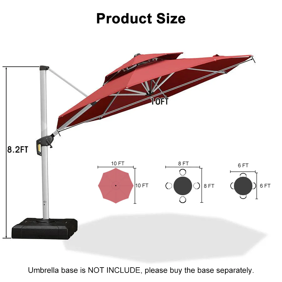 PURPLE LEAF Round Cantilever Patio Umbrella Heavy Duty Umbrella for Porch Garden Pool - Image 148