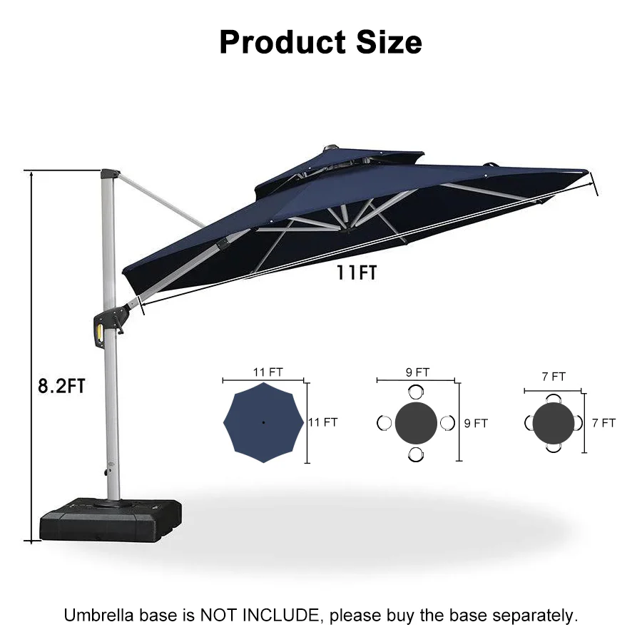 PURPLE LEAF Round Cantilever Patio Umbrella Heavy Duty Umbrella for Porch Garden Pool - Image 149
