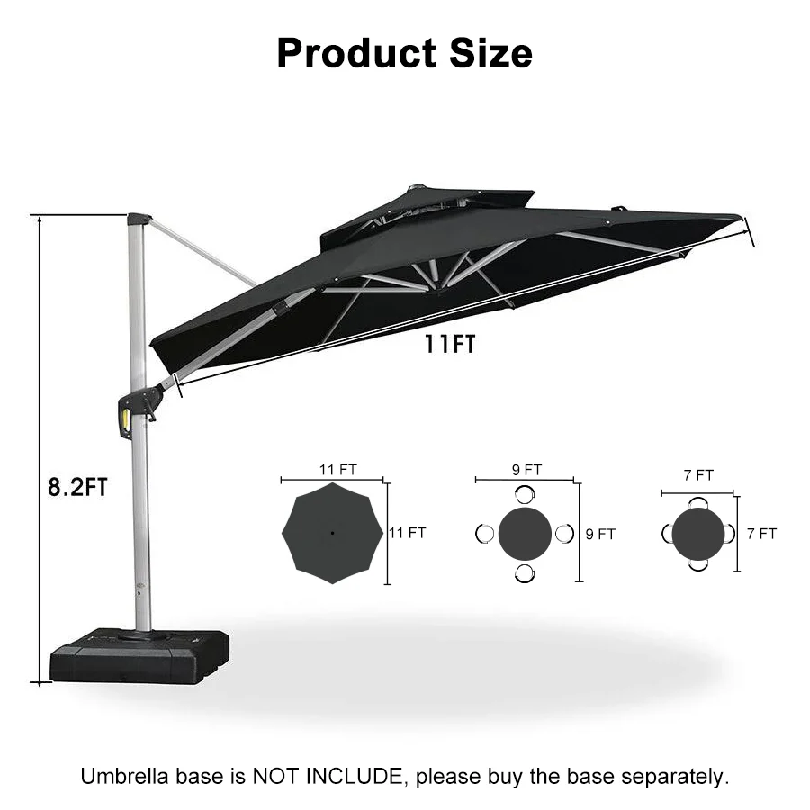 PURPLE LEAF Round Cantilever Patio Umbrella Heavy Duty Umbrella for Porch Garden Pool - Image 150