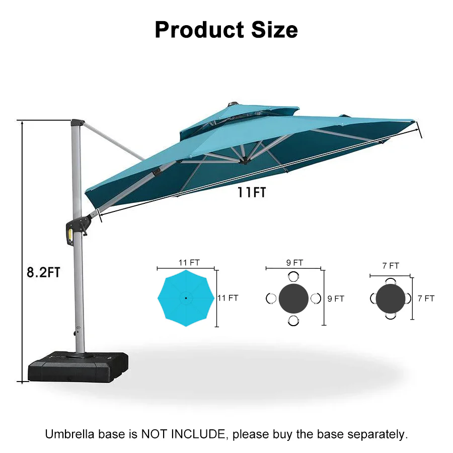 PURPLE LEAF Round Cantilever Patio Umbrella Heavy Duty Umbrella for Porch Garden Pool - Image 151