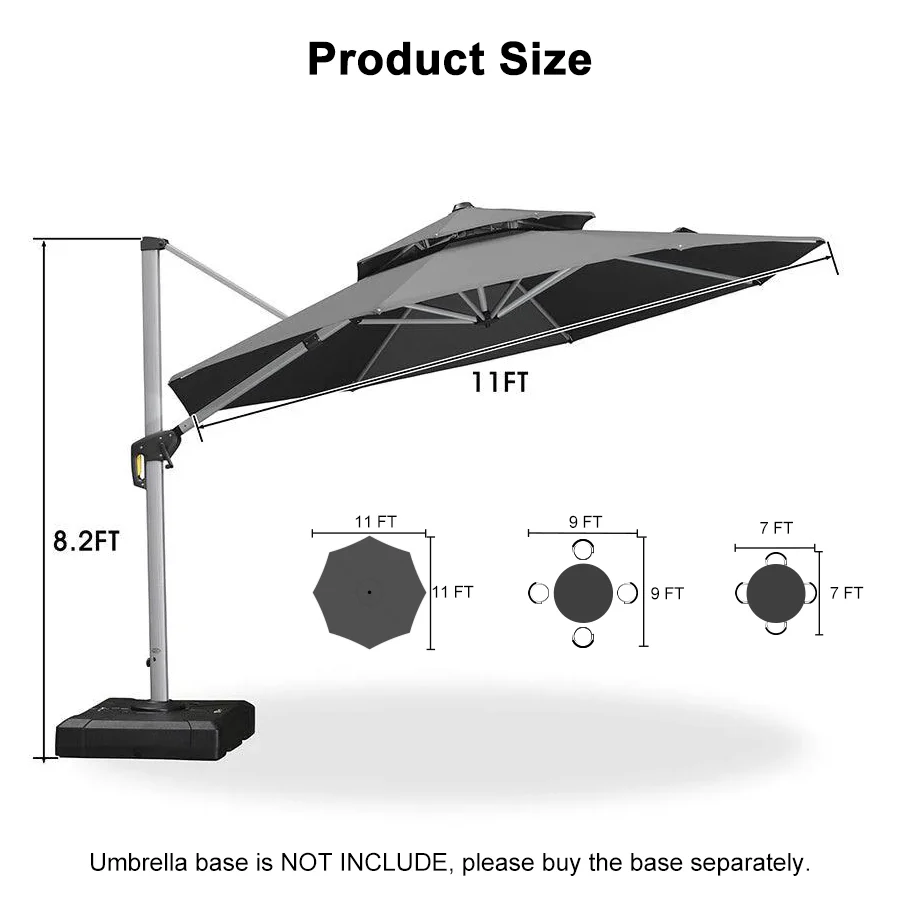 PURPLE LEAF Round Cantilever Patio Umbrella Heavy Duty Umbrella for Porch Garden Pool - Image 152