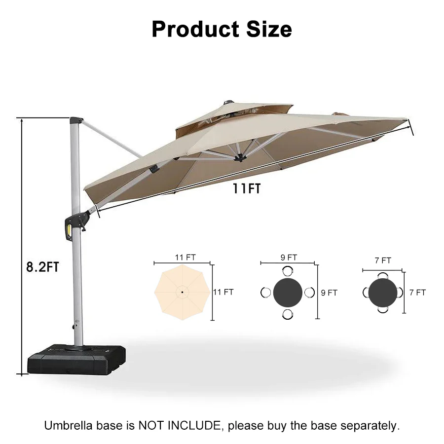 PURPLE LEAF Round Cantilever Patio Umbrella Heavy Duty Umbrella for Porch Garden Pool - Image 153