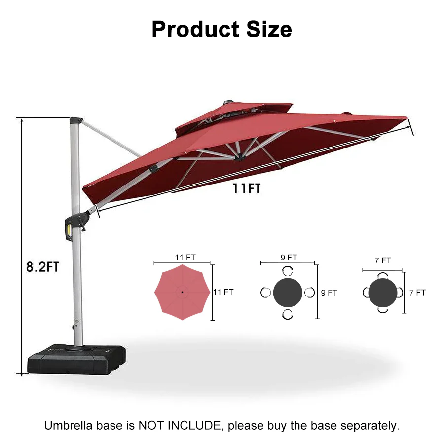PURPLE LEAF Round Cantilever Patio Umbrella Heavy Duty Umbrella for Porch Garden Pool - Image 156
