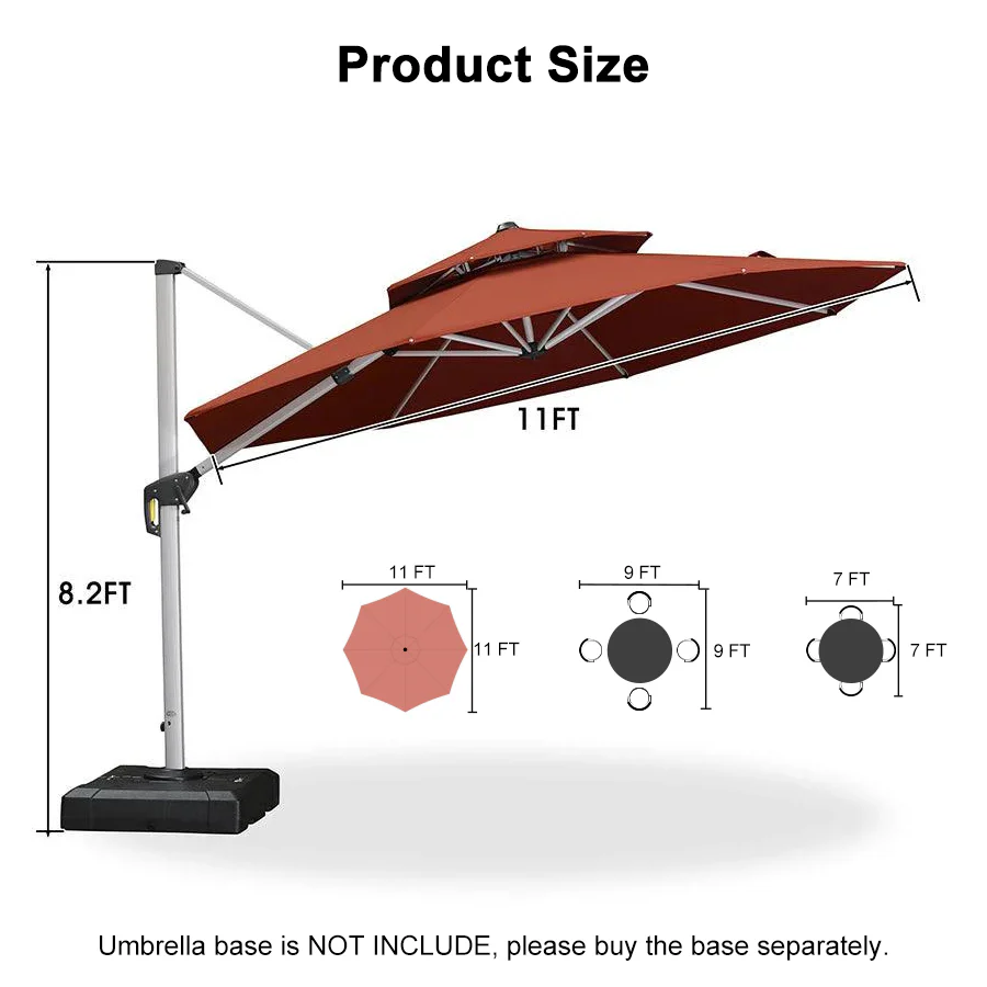 PURPLE LEAF Round Cantilever Patio Umbrella Heavy Duty Umbrella for Porch Garden Pool - Image 157
