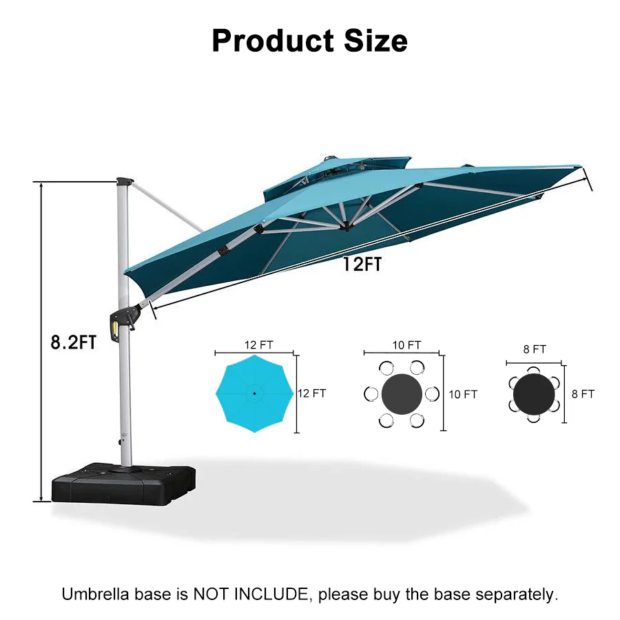 PURPLE LEAF Round Cantilever Patio Umbrella Heavy Duty Umbrella for Porch Garden Pool - Image 162