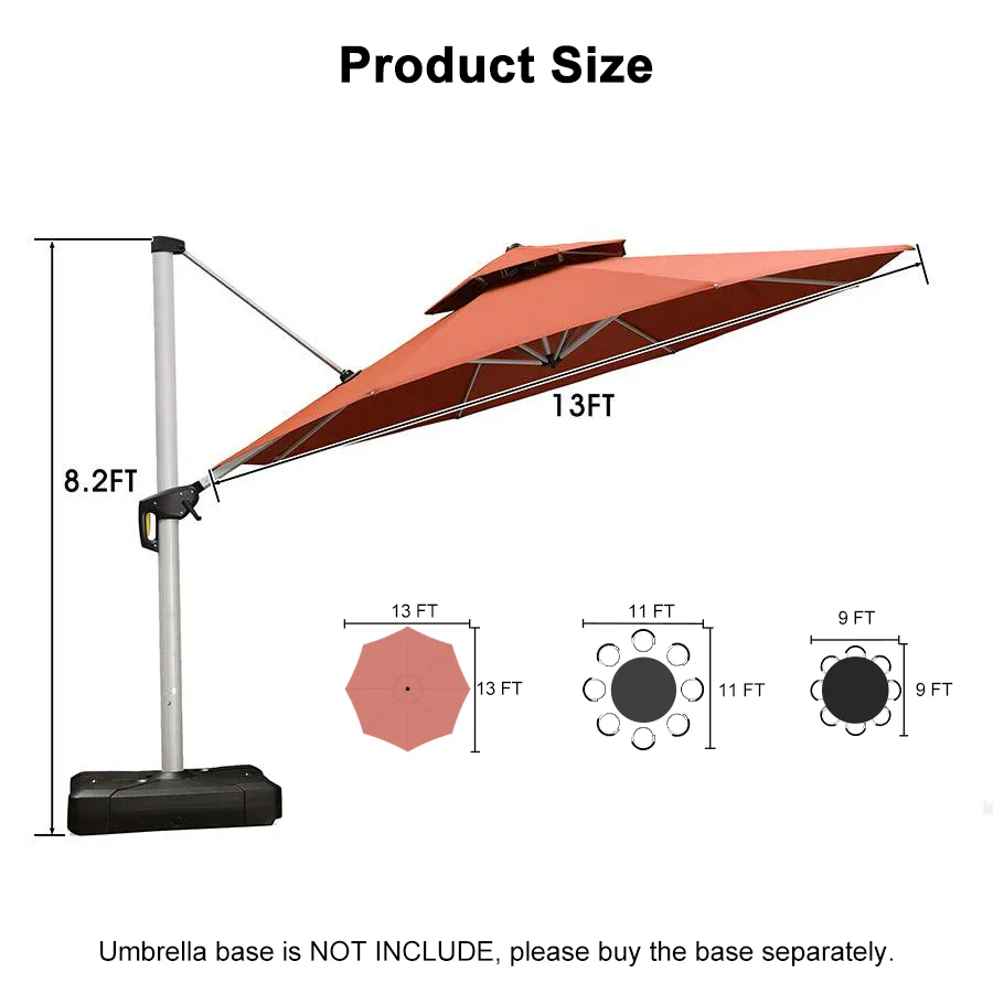 PURPLE LEAF Round Cantilever Patio Umbrella Heavy Duty Umbrella for Porch Garden Pool - Image 166
