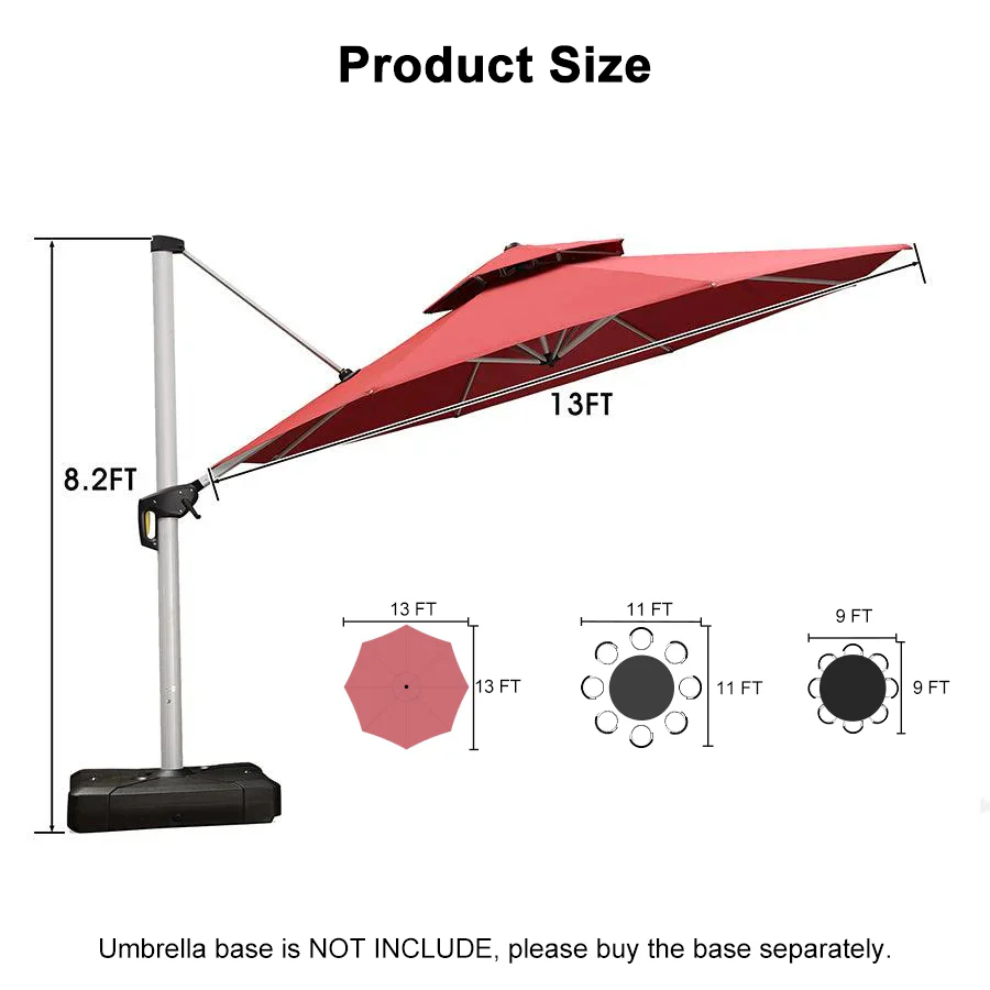 PURPLE LEAF Round Cantilever Patio Umbrella Heavy Duty Umbrella for Porch Garden Pool - Image 168