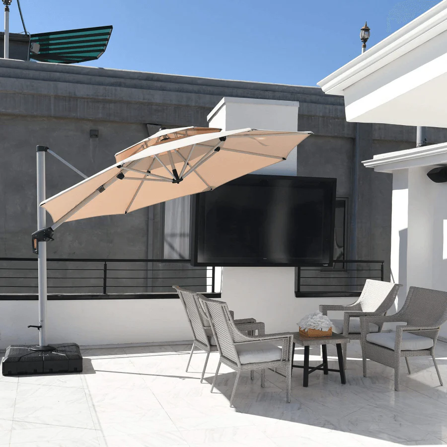 PURPLE LEAF Round Cantilever Patio Umbrella Heavy Duty Umbrella for Porch Garden Pool - Image 23