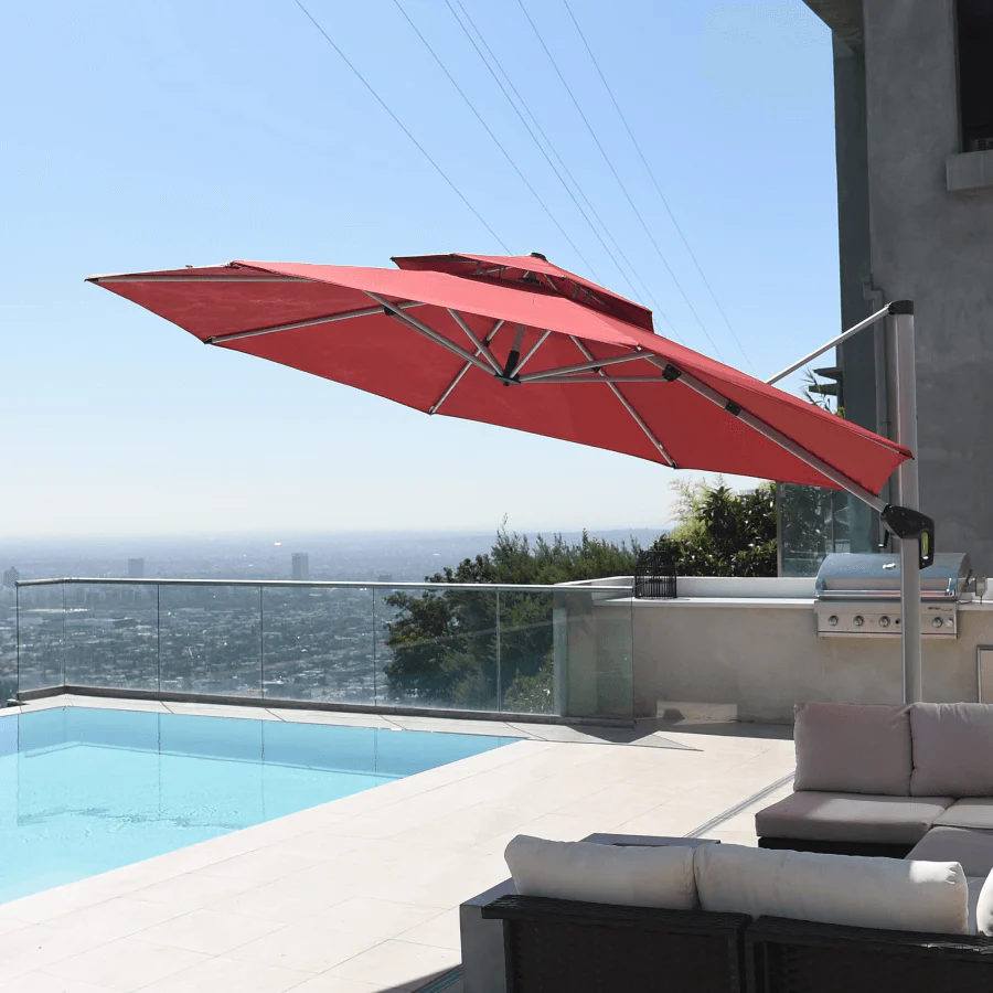 PURPLE LEAF Round Cantilever Patio Umbrella Heavy Duty Umbrella for Porch Garden Pool - Image 26