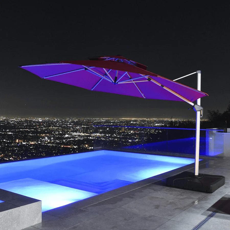 PURPLE LEAF Round Cantilever Patio Umbrella Heavy Duty Umbrella for Porch Garden Pool - Image 27