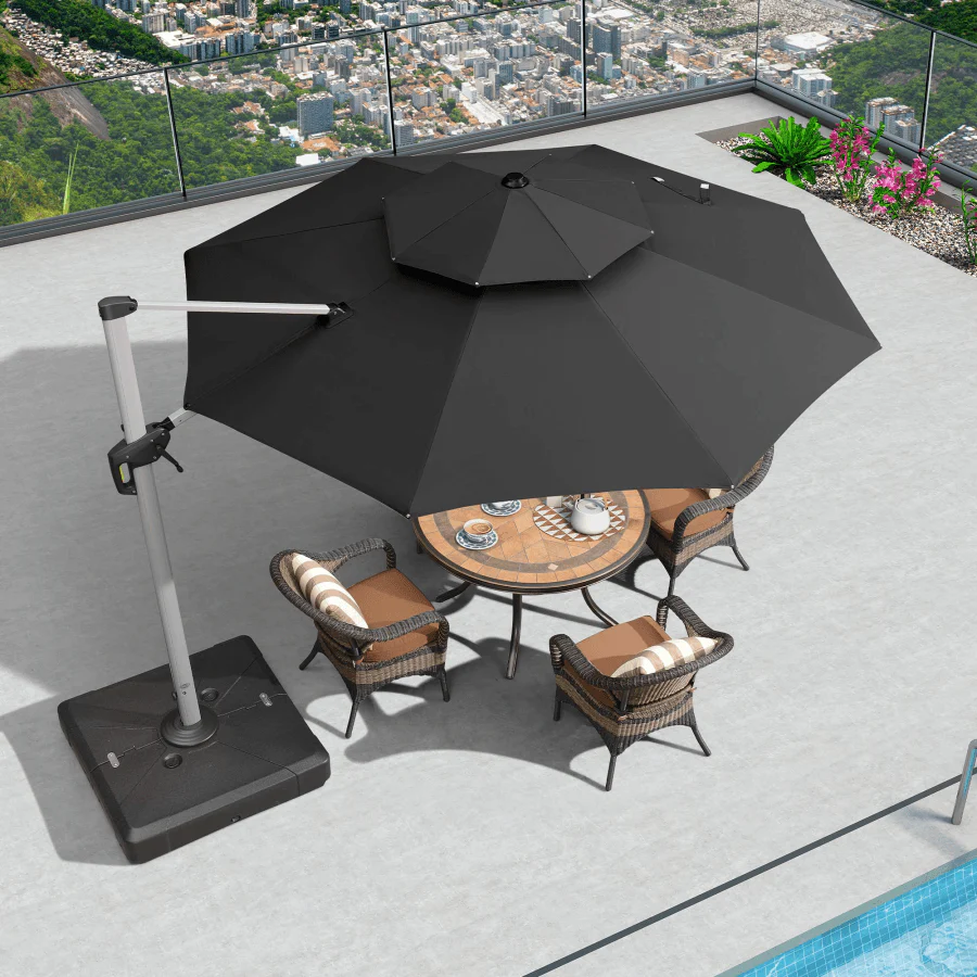 PURPLE LEAF Round Cantilever Patio Umbrella Heavy Duty Umbrella for Porch Garden Pool - Image 36