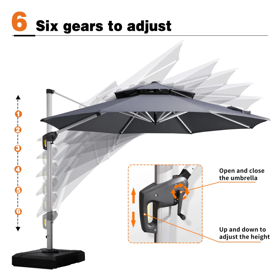 PURPLE LEAF Round Cantilever Patio Umbrella Heavy Duty Umbrella for Porch Garden Pool - Image 39