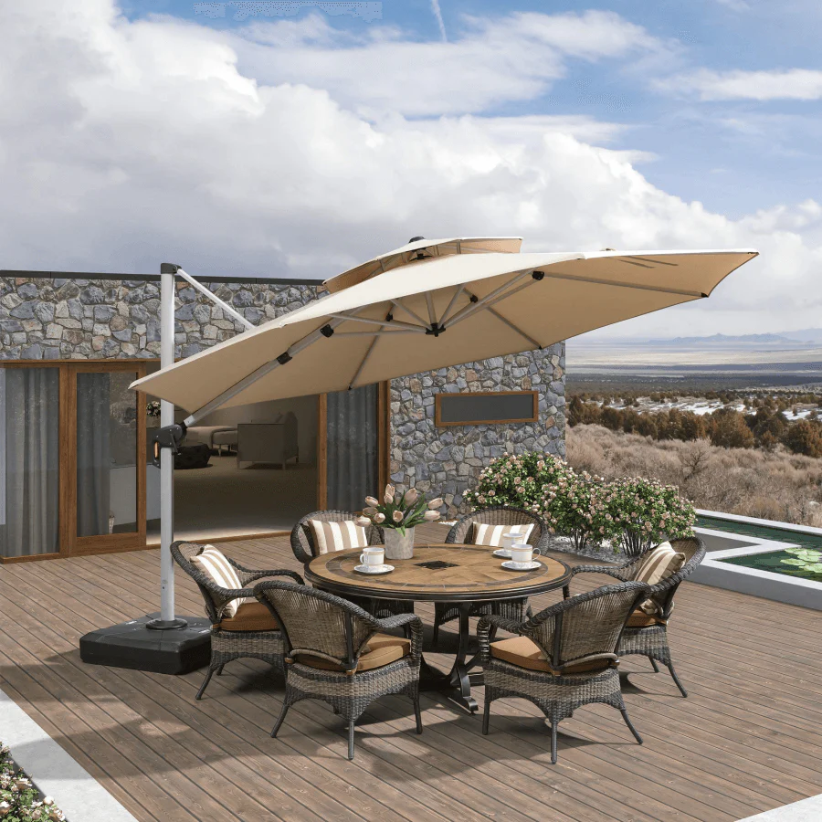 PURPLE LEAF Round Cantilever Patio Umbrella Heavy Duty Umbrella for Porch Garden Pool - Image 42