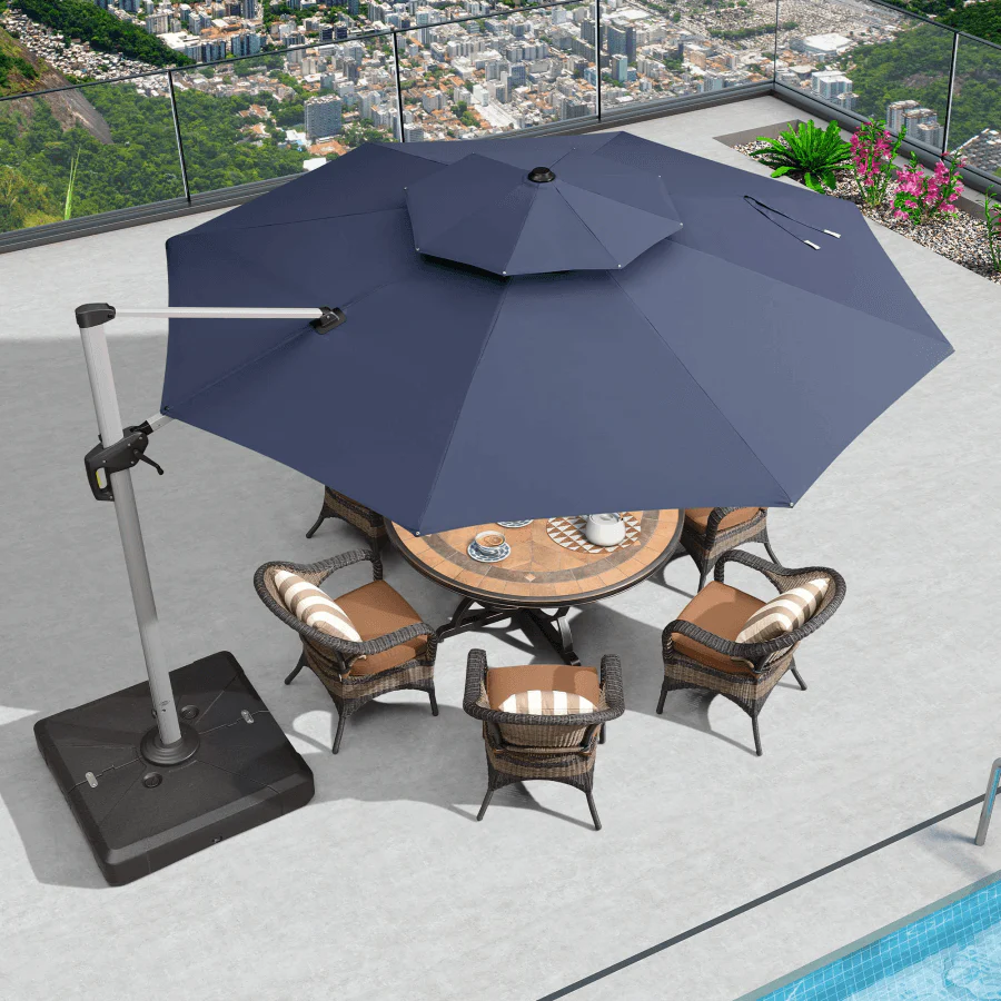 PURPLE LEAF Round Cantilever Patio Umbrella Heavy Duty Umbrella for Porch Garden Pool - Image 44