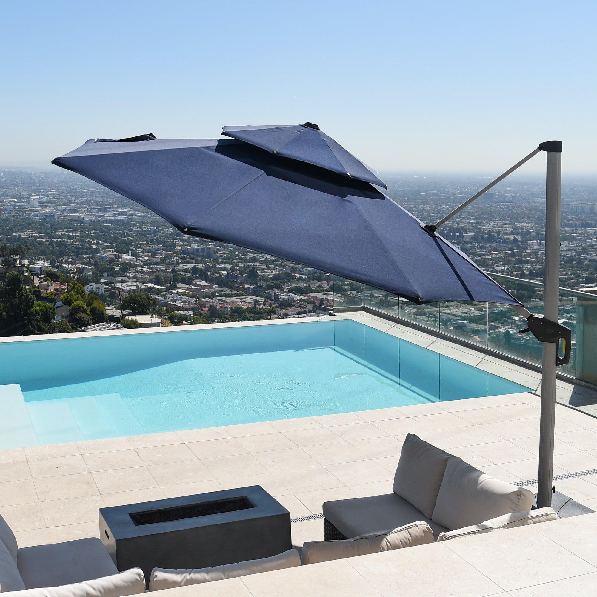 PURPLE LEAF Round Cantilever Patio Umbrella Heavy Duty Umbrella for Porch Garden Pool - Image 8