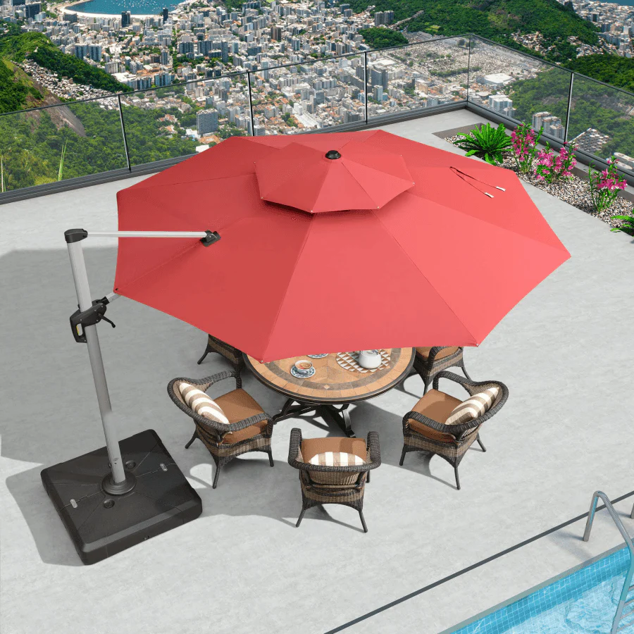 PURPLE LEAF Round Cantilever Patio Umbrella Heavy Duty Umbrella for Porch Garden Pool - Image 51