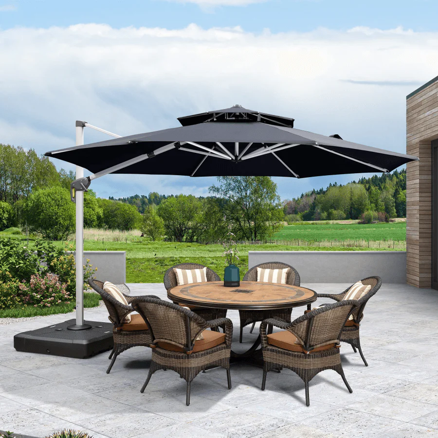 PURPLE LEAF Round Cantilever Patio Umbrella Heavy Duty Umbrella for Porch Garden Pool - Image 56