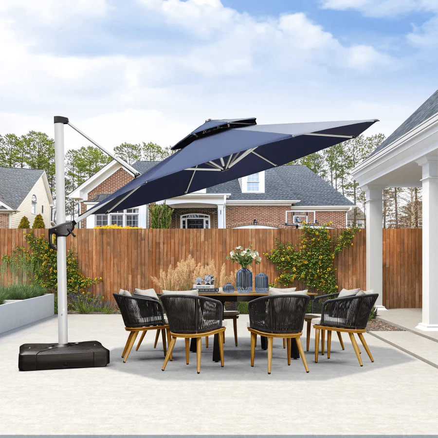 PURPLE LEAF Round Cantilever Patio Umbrella Heavy Duty Umbrella for Porch Garden Pool - Image 58