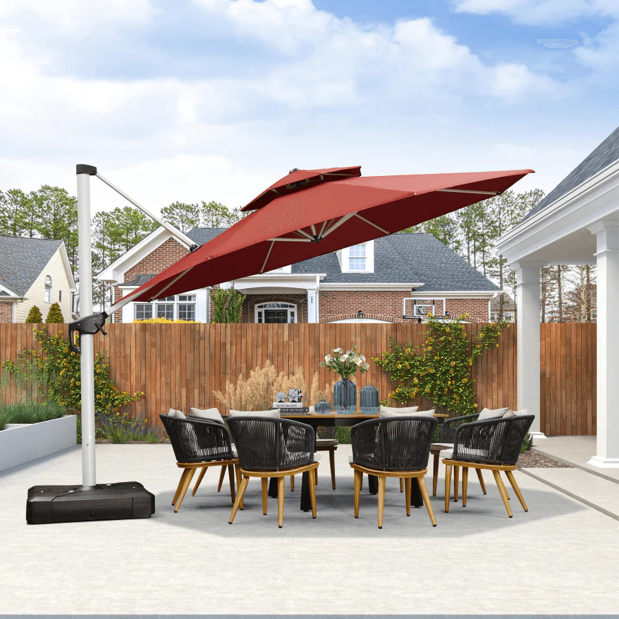 PURPLE LEAF Round Cantilever Patio Umbrella Heavy Duty Umbrella for Porch Garden Pool - Image 62