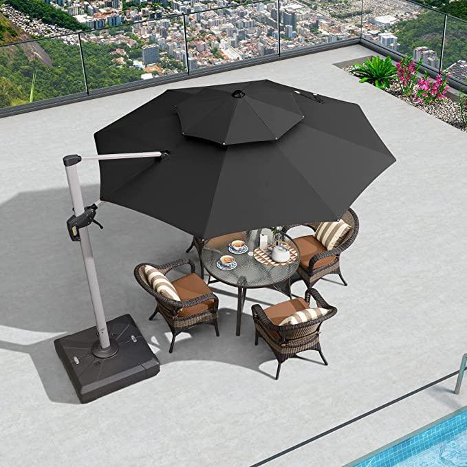 PURPLE LEAF Round Cantilever Patio Umbrella Heavy Duty Umbrella for Porch Garden Pool - Image 66