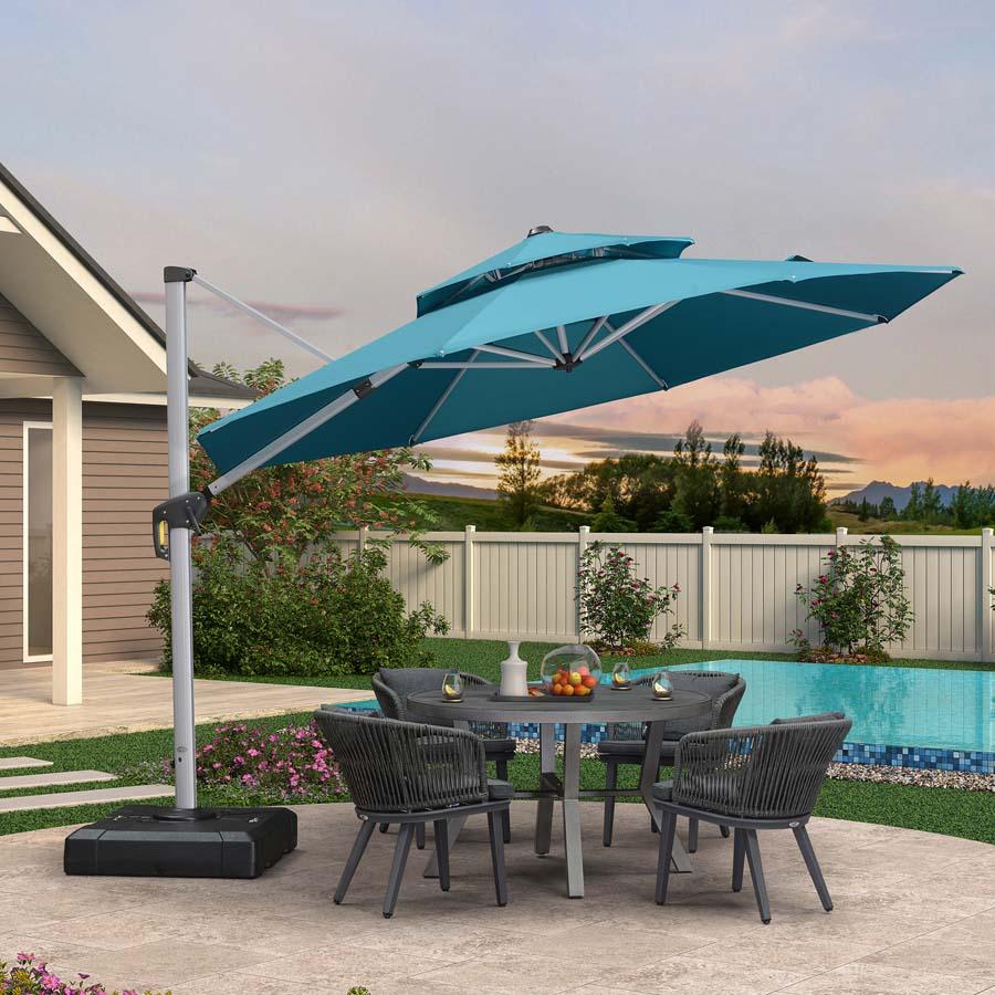 PURPLE LEAF Round Cantilever Patio Umbrella Heavy Duty Umbrella for Porch Garden Pool - Image 71